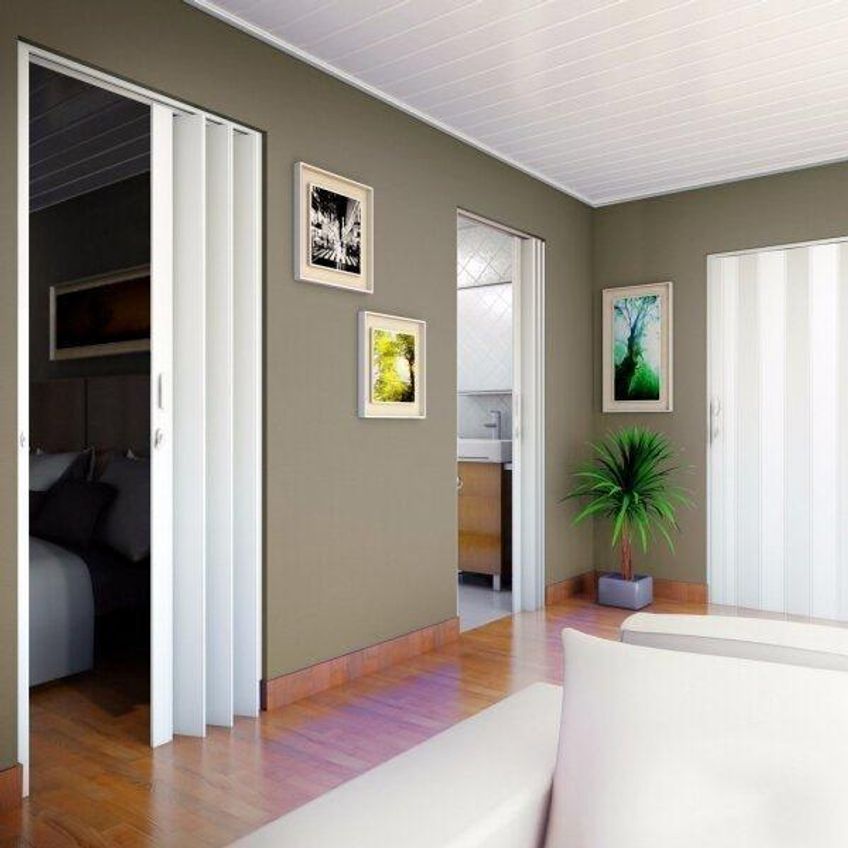 Porta Sanfonada PVC Polifort 210cmx70cm Branco Neve - imagem 4