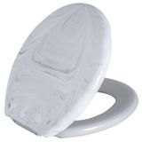 Assento Sanitário Oval Almofadado Marmorizado Astra Branco Marmorizado
