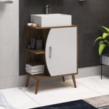 Gabinete Para Banheiro 60cm Com Pés Sem Cuba 1 Porta Ghana Branco/nogal