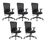 Kit 5 Cadeiras Escritório Diretor Nr17 Ergonômica Tela Mesh Kappa