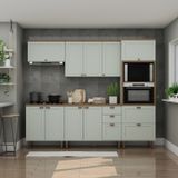 Cozinha Completa Americana 5 Peças Com Portas 4 Gavetas Verde Mint/ébano Fosco
