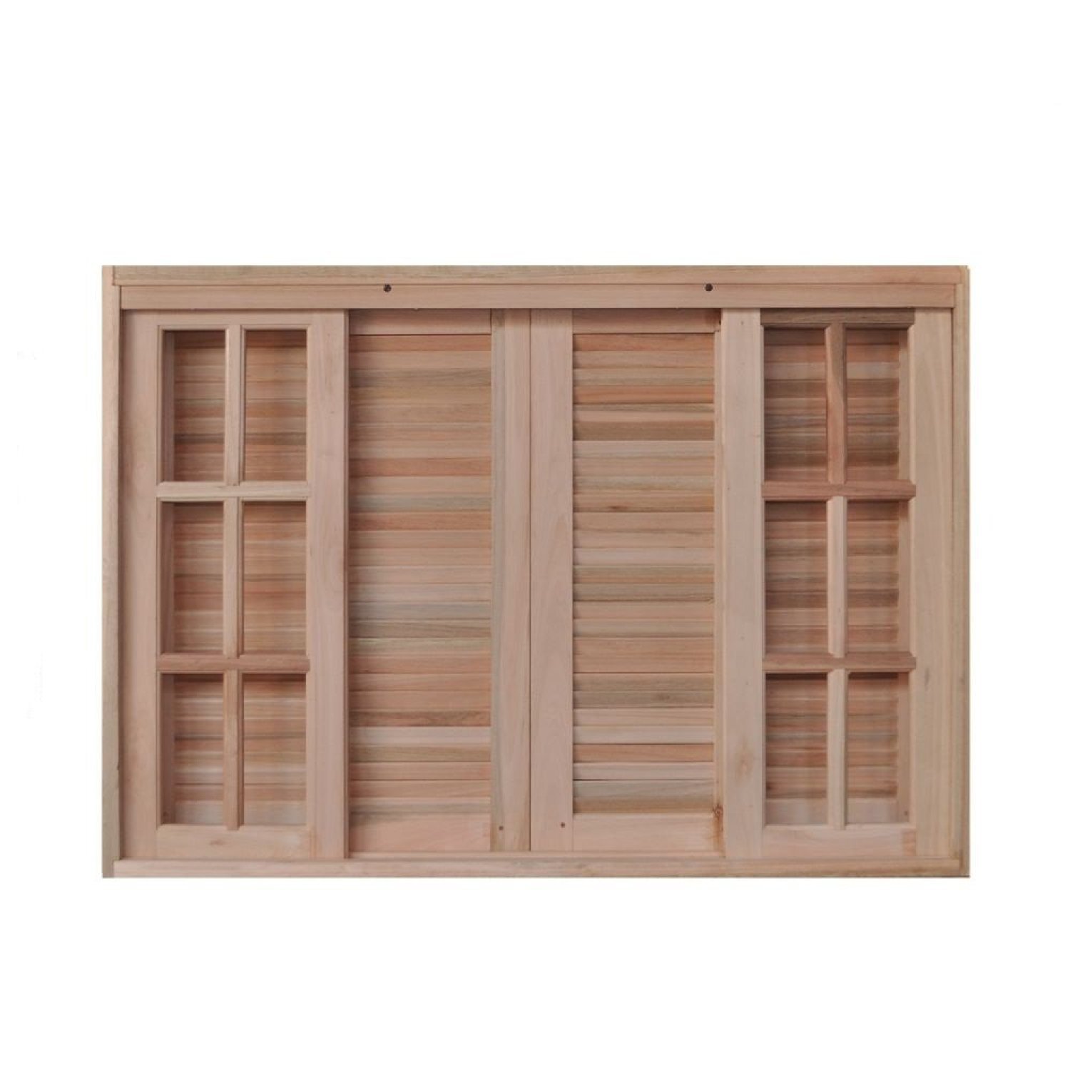 Janela De Madeira Veneziana 120x100cm 6 Folhas Rodam Eucalipto