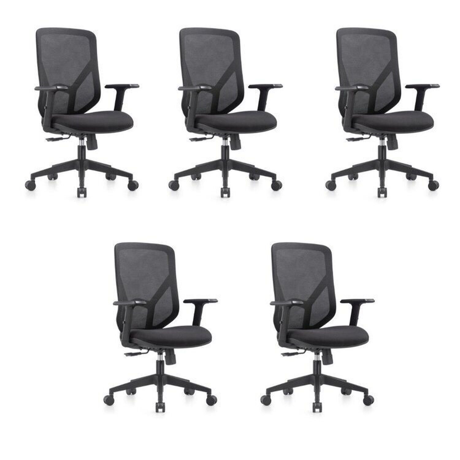 Kit 5 Cadeiras Escritório Diretor Nr17 Tela Mesh Alpha Preto