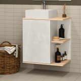 Gabinete Para Banheiro Sem Cuba 60cm Báltico Cristal/faia
