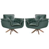 Kit 2 Poltronas Opalla Com Debrum E Base Giratória Verde/marfim