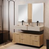 Bancada Em Porcelanato 120cm Com Cuba Esculpida Ripy Travertino