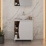Gabinete Para Banheiro 60cm Moab Branco/tannat