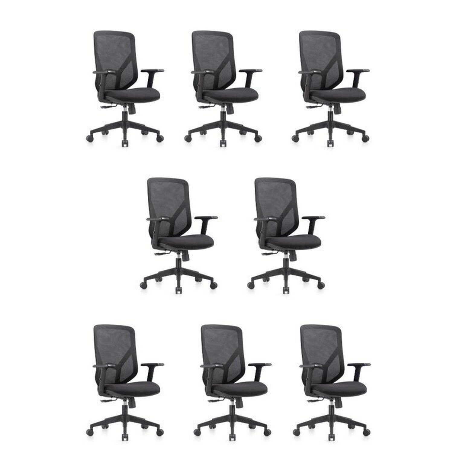 Kit 8 Cadeiras Escritório Diretor Nr17 Tela Mesh Alpha Preto