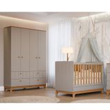Conjunto Quarto De Bebê 1 Berço 1 Guarda Roupas 4 Portas 4 Gavetas Chantilly Fendi/nature