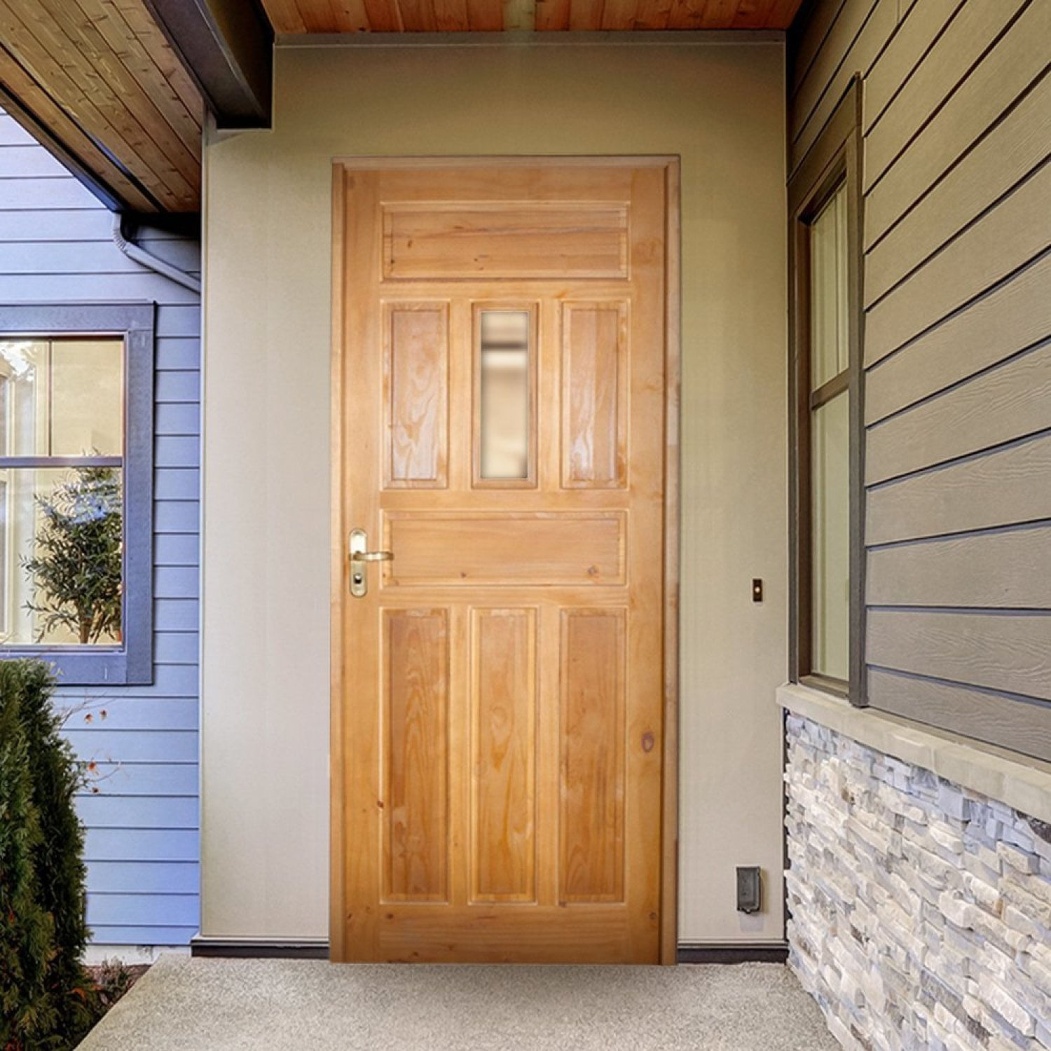 Kit Porta De Madeira Postigo 210x82cm Batente 11cm Eco Uniportas  Natural