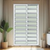 Porta De Correr Com Travessas 2 Folhas Moveis 210 X 200 Elite Com Fecho Automático Vidro Liso Branco