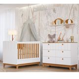 Conjunto Quarto De Bebê 1 Berço 1 Cômoda 6 Gavetas Chantilly Branco/nature