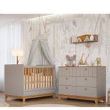 Conjunto Quarto De Bebê 1berço 1 Cômoda 6 Gavetas Chantilly Fendi/nature