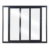 Janela De Aluminio De Correr 100x200cm 2 Folhas Com Vidro Liso Preto