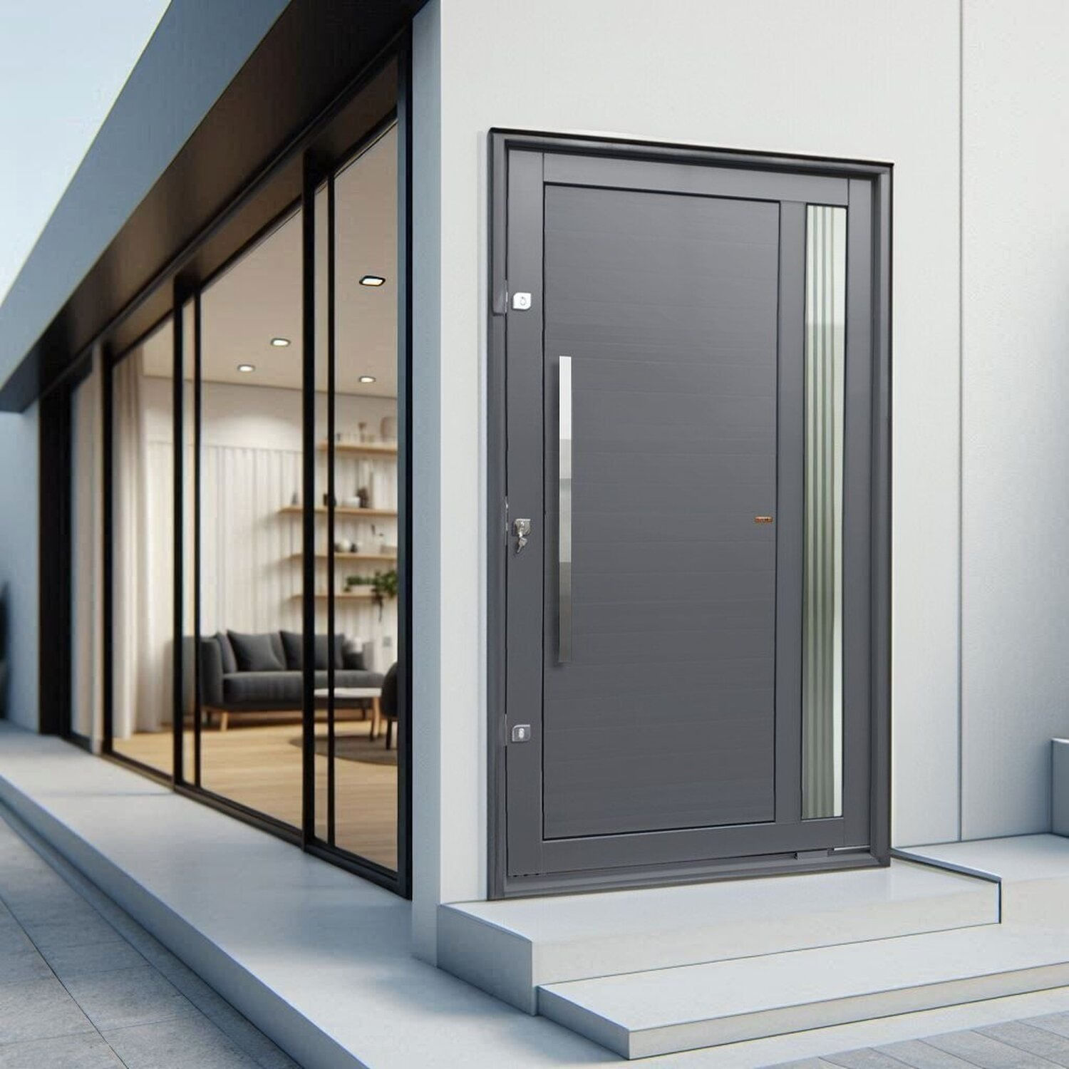 Porta Pivotante Lambril Visione Com Puxador Lado Direito Elite