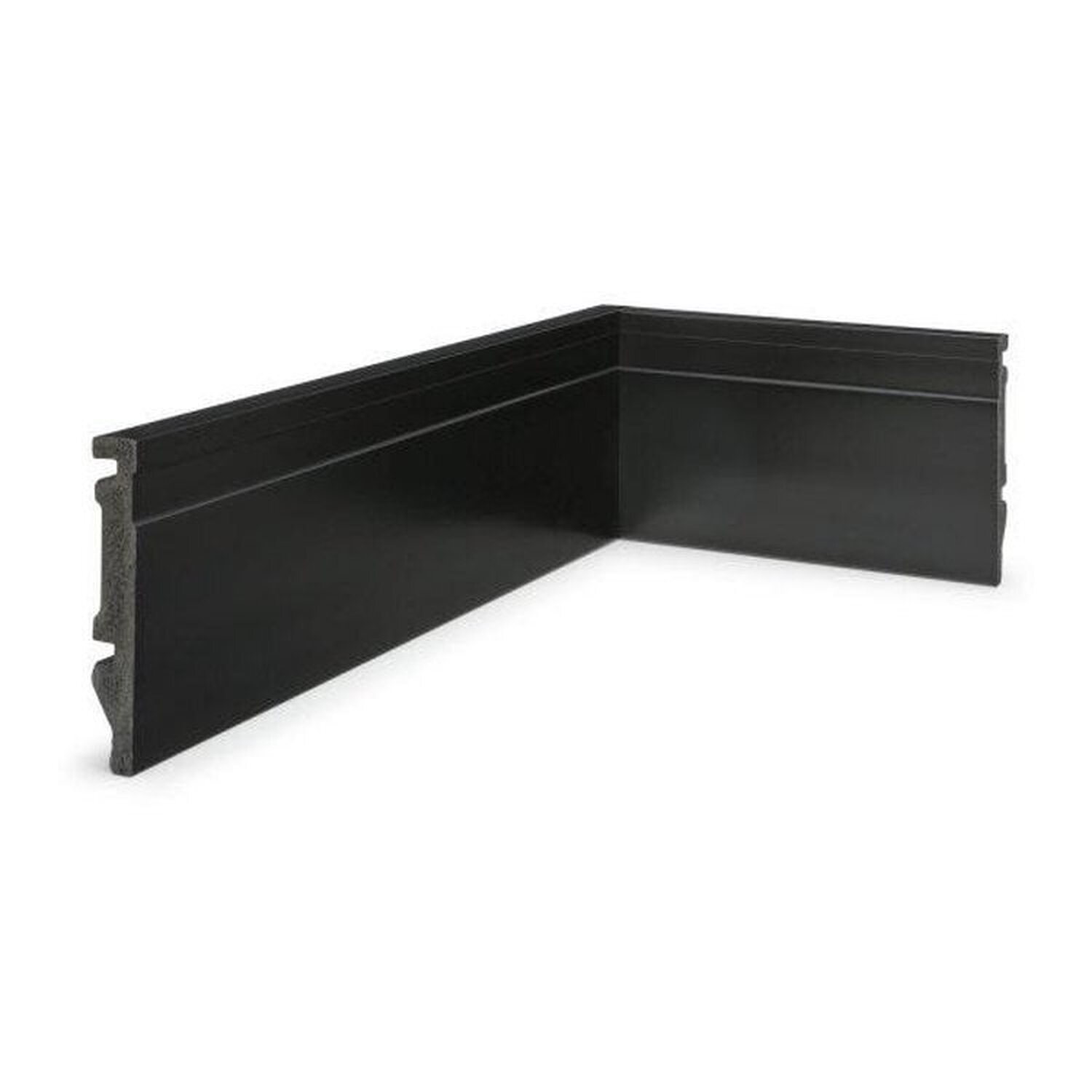 Kit Com 15 Barras Rodapé De Poliestireno 10cm X 15mm X 2,40m Guarnição Com Friso Ruffino 7,2m Preto