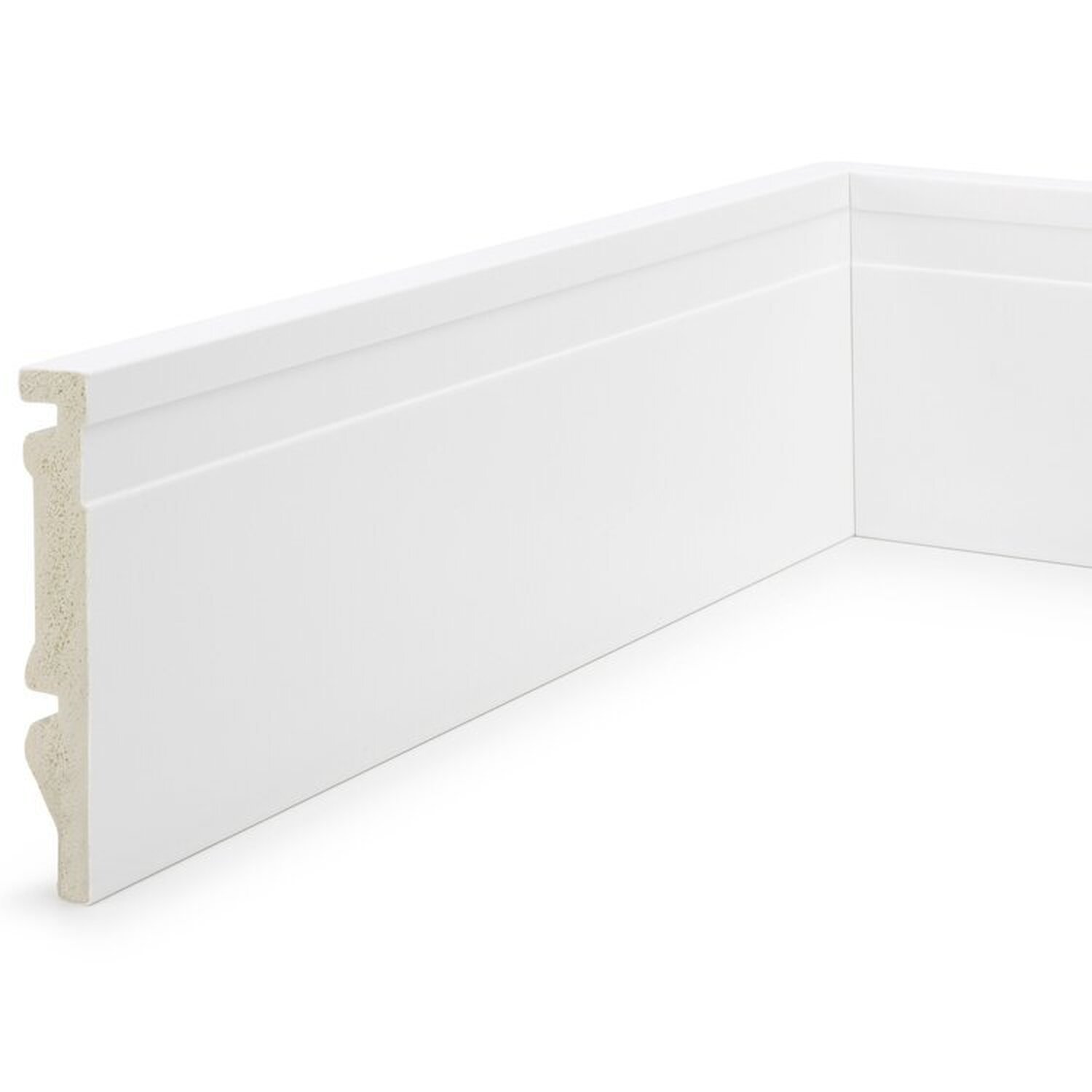 Kit Com 15 Barras Rodapé De Poliestireno 10cm X 15mm X 2,40m Frisado Nfr Rodapés Ruffino 7,2m Branco