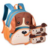 Mochila Escolar Cachorrinho Com 2 Estojos Duplos Infantil