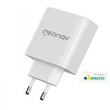 Carregador De Tomada Geonav Turbo Duo 48w Com Usb-a E Usb-c Para Celulares E Dispositivos Eletrônicos