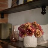 7 Flores De Cravo Creme Com Lilás Artificiais Em Haste Ideal Para Composição De Buquês Permanentes