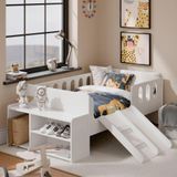 Menina Quarto Escada Cama Encanto Infantil Conforto Com Escada E Escorregador Branco