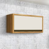 Armário Aéreo De Cozinha 80cm 1 Porta Basculante 100% Mdf Barbados Espresso Móveis Amêndoa/off White