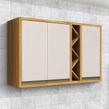 Armário Aéreo De Cozinha 120cm 3 Portas 100% Mdf Barbados Espresso Móveis Amêndoa/off White