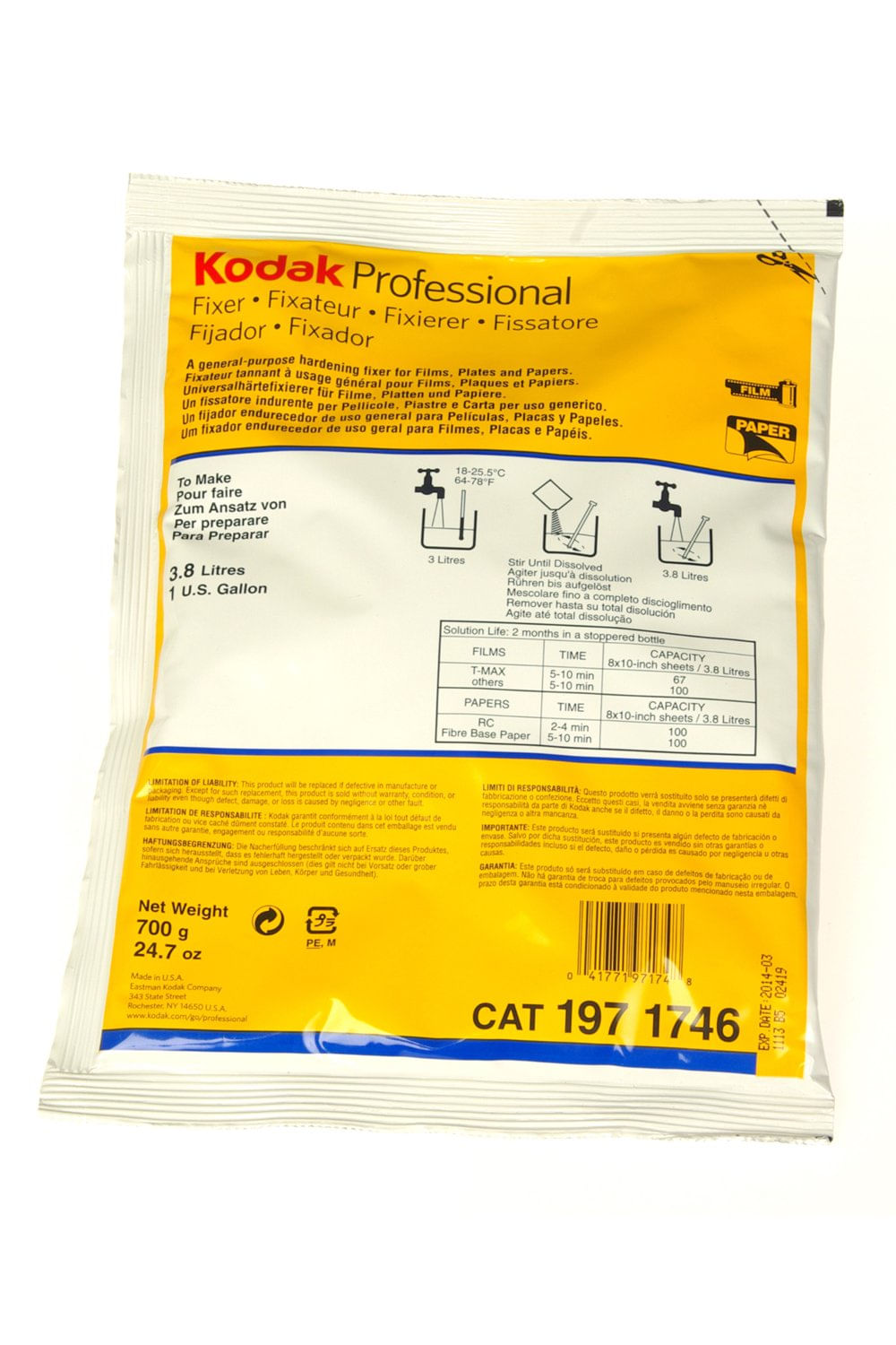 Fixador Kodak Professional Para Papel E Filme Preto E Branco 3.8l