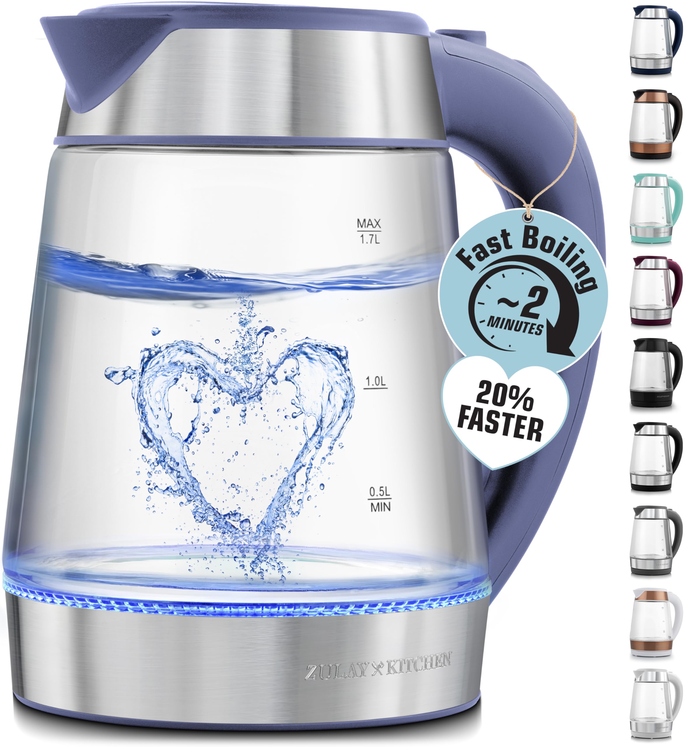 Chaleira Elétrica Zulay Kitchen Fast-boiling 1.7l 1500w Azul