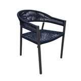 Cadeira Cannes Alumínio Encosto Corda Náutica Azul Marinho - Azul