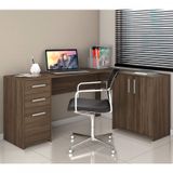 Mesa De Escritório Em L 2 Gavetas 3 Portas Office Nt 2005 Nogal Trend