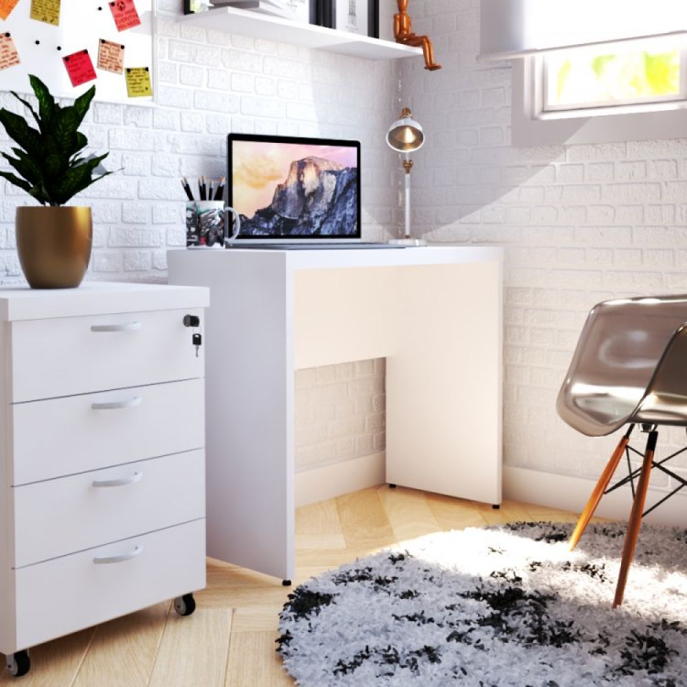 Mesa De Escritório Natus 40mm 90 Cm 42 Cm Bramov Móveis Branco