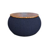 Mesa De Centro Barril Alumínio Corda Náutica Azul Marinho - Azul