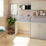 Mesa De Escritório Corp 25mm 100 Cm 47 Cm Bramov Móveis Cinza Cristal