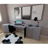Mesa De Escritório Natus 40mm 90 Cm 60 Cm Bramov Móveis Preto/Cinza Cristal