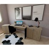 Mesa De Escritório Natus 40mm 90 Cm 60 Cm Bramov Móveis Preto/Carvalho Mel