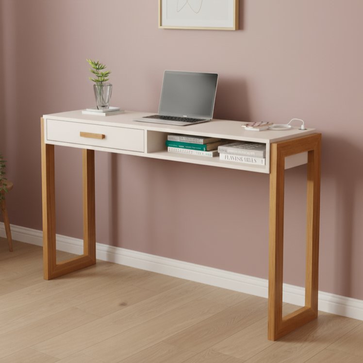 Escrivaninha 130cm 1 Gaveta Entrada Usb Integrada Jb Bechara Pérola