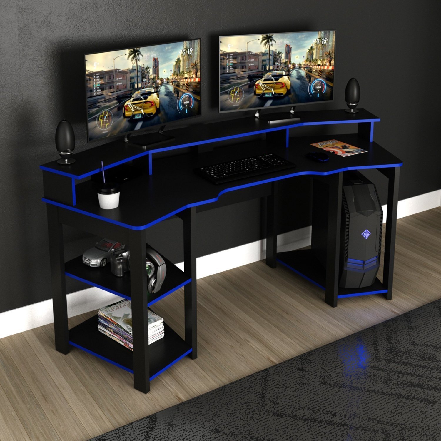 Mesa Gamer Me4167 Tecno Mobili Preto/azul