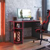 Mesa Para Escritório E Gamer Com Suporte Para Cpu Qmovi Preto Fosco/vermelho