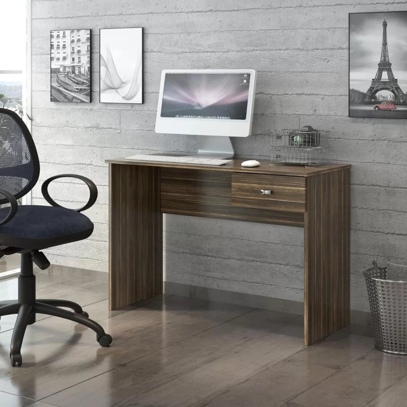 Escrivaninha Mesa Escritório 1 Gaveta 90,5cm Me 404 Castanho