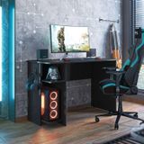Mesa Para Escritório E Gamer Com Suporte Para Cpu Qmovi Preto Fosco