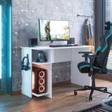 Mesa Para Escritório E Gamer Com Suporte Para Cpu Qmovi Branco