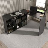 Mesa De Escritório 115,5x120cm Em L 8 Nichos Montecello Yescasa Grafite/grafite