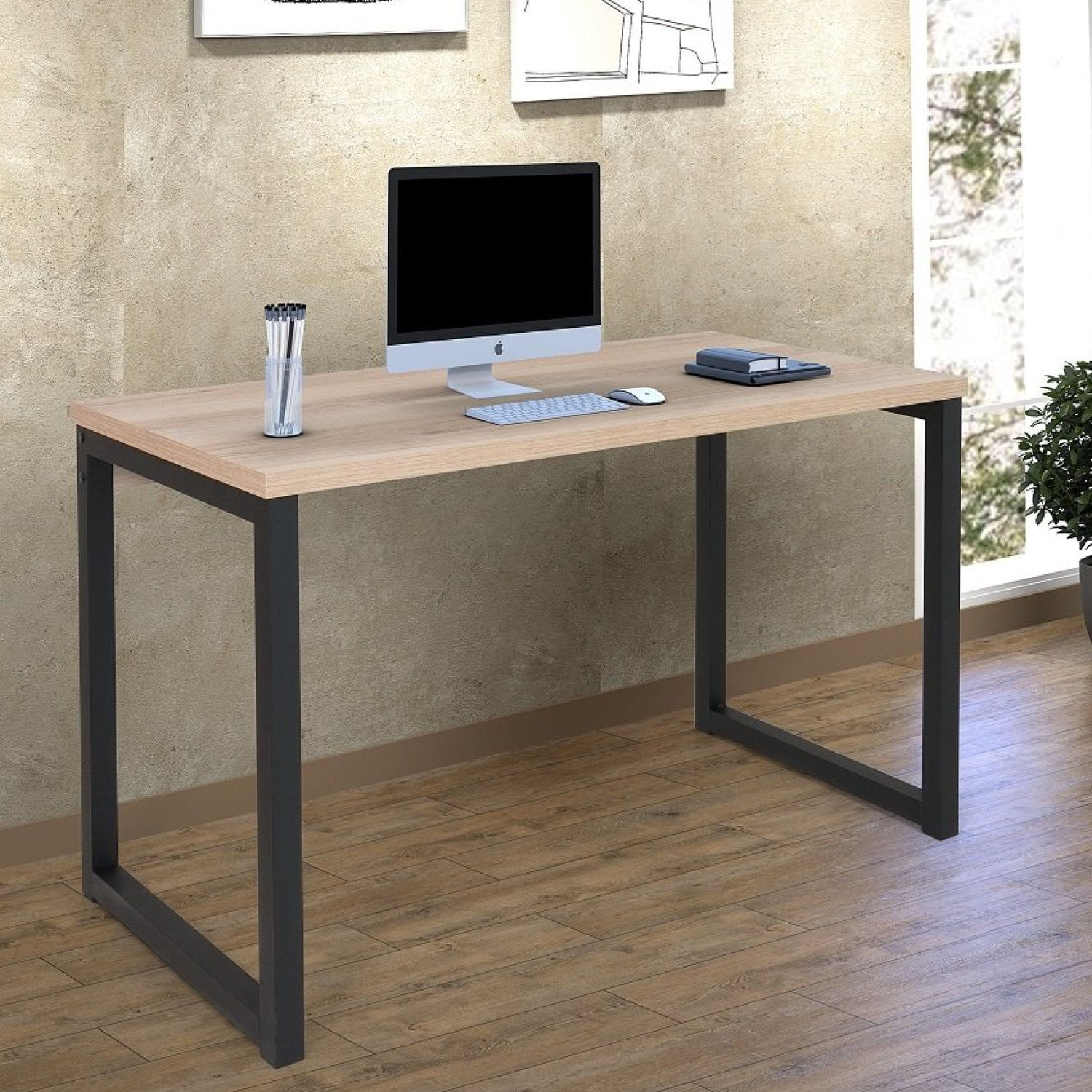 Escrivaninha Industrial 120cm Ciplafe Preto Fosco/carvalho