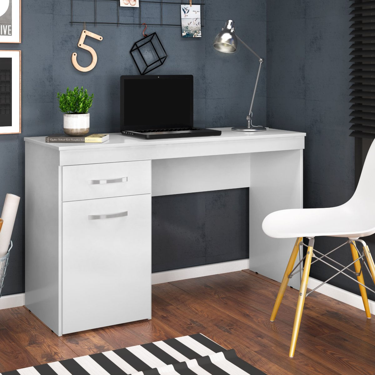 Kit 10 Escrivaninhas Com 1 Porta 1 Gaveta Vitória Branco