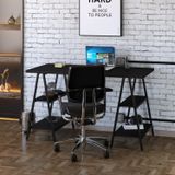 Escrivaninha Cavalete 135cm 4 Prateleiras Estilo Industrial Kuadra Compace Preto Ônix