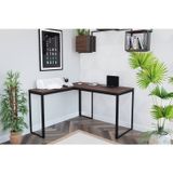 Escrivaninha Em L 126x126 Preto Fosco / Nogal