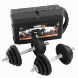 Kit Maleta Halteres Completa 20kg Barra Anilha Dumbbell Wct