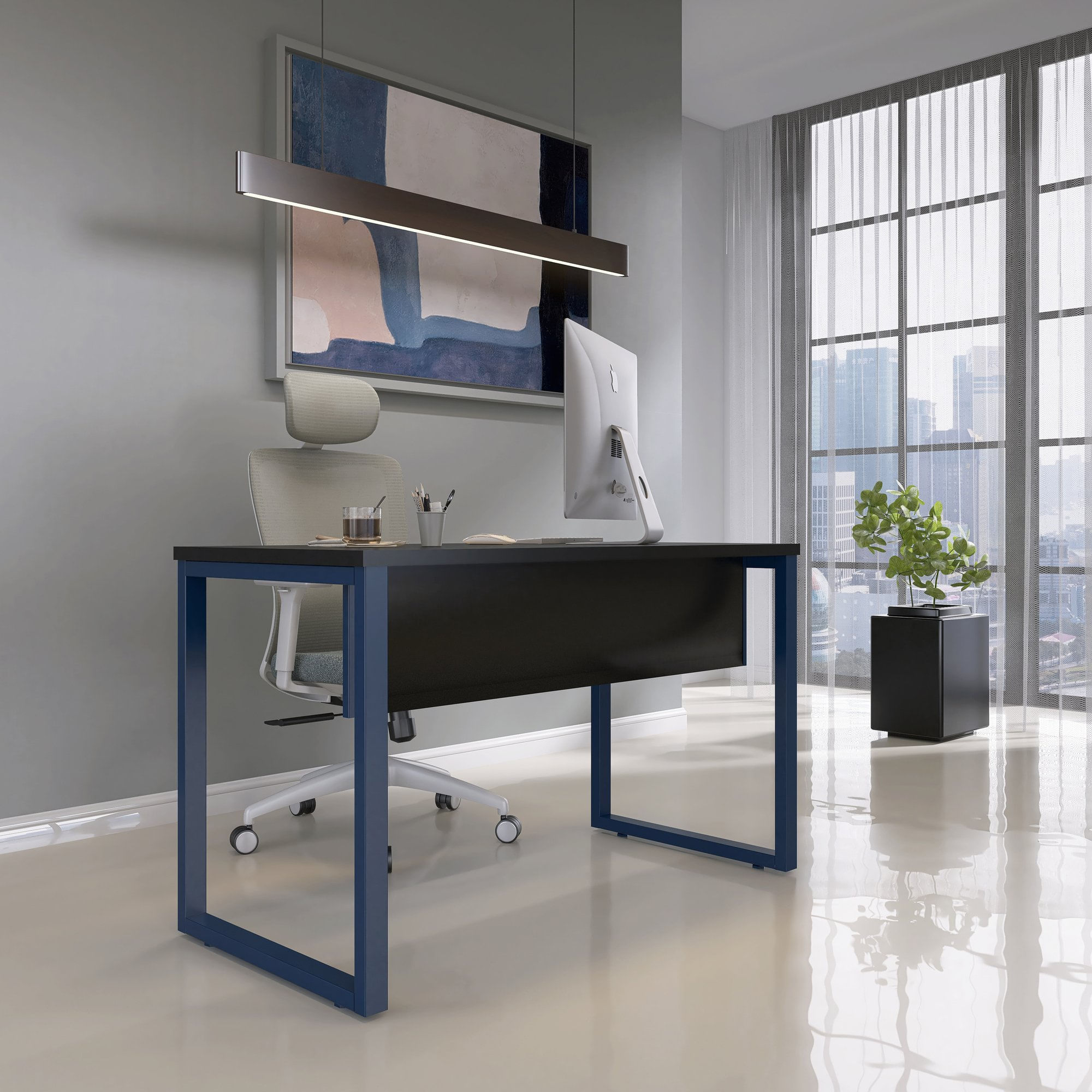 Mesa Madeira 1700x700mm M1700/700p25tub Preto/azul Delrei