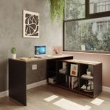 Mesa Em L Escrivaninha Kubus Com 8 Nichos Yescasa Preto/amadeirado